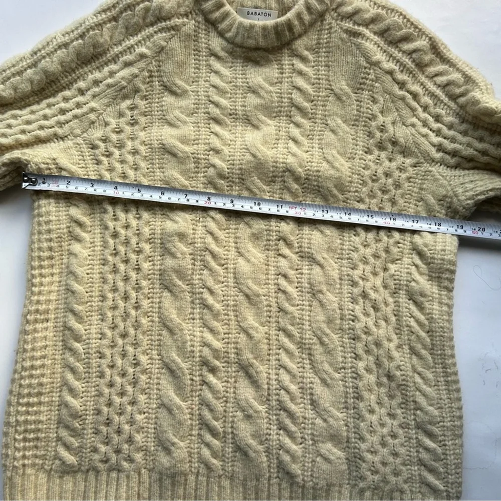 Aritzia Babaton Fisherman Sweater Cable Knit Chunky Oversized Cream XS Small 1